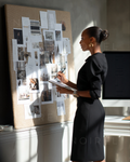 Black tailored office dress with blazer-style top and pencil skirt
