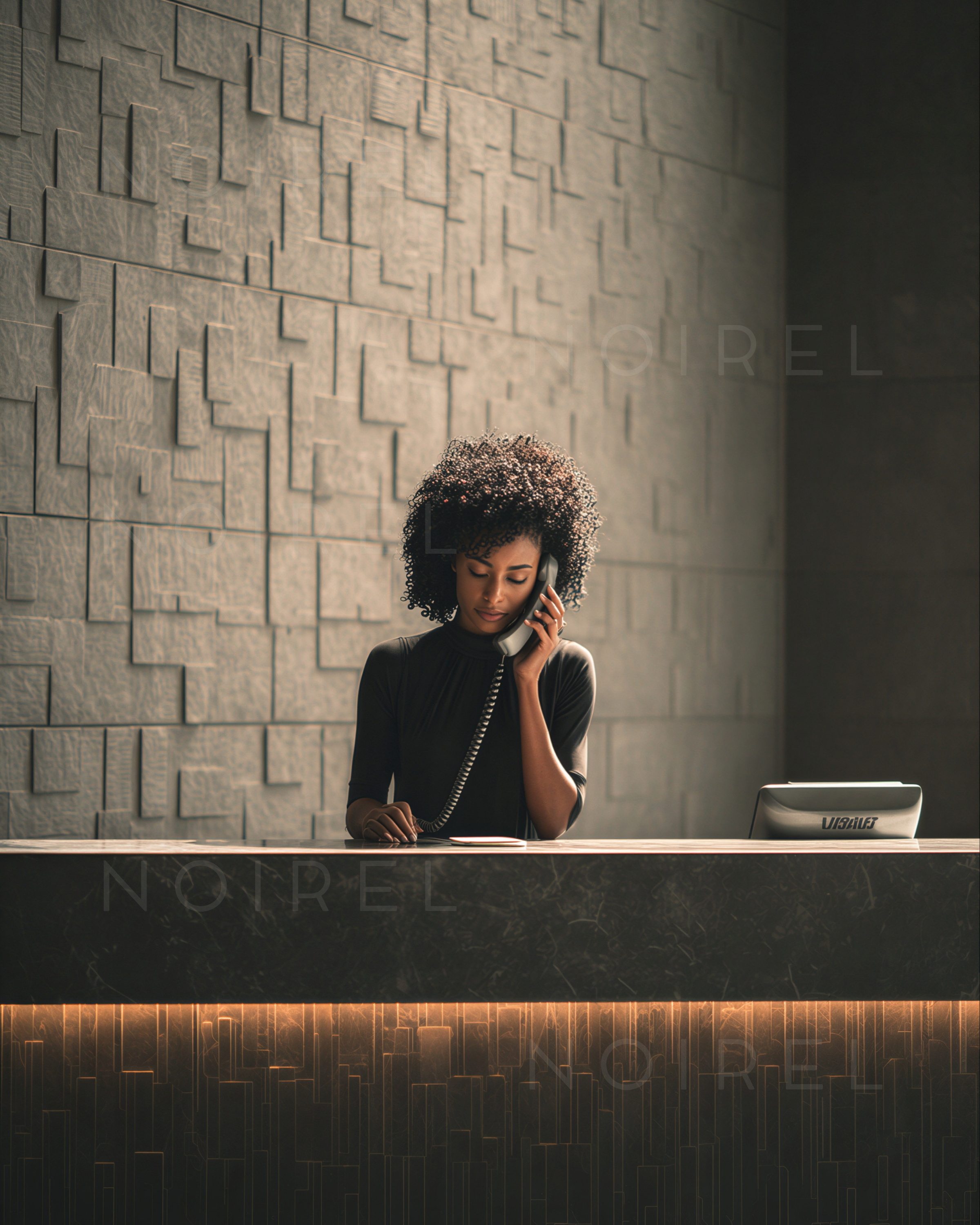 NOIREL black office top with long sleeves and subtle trim