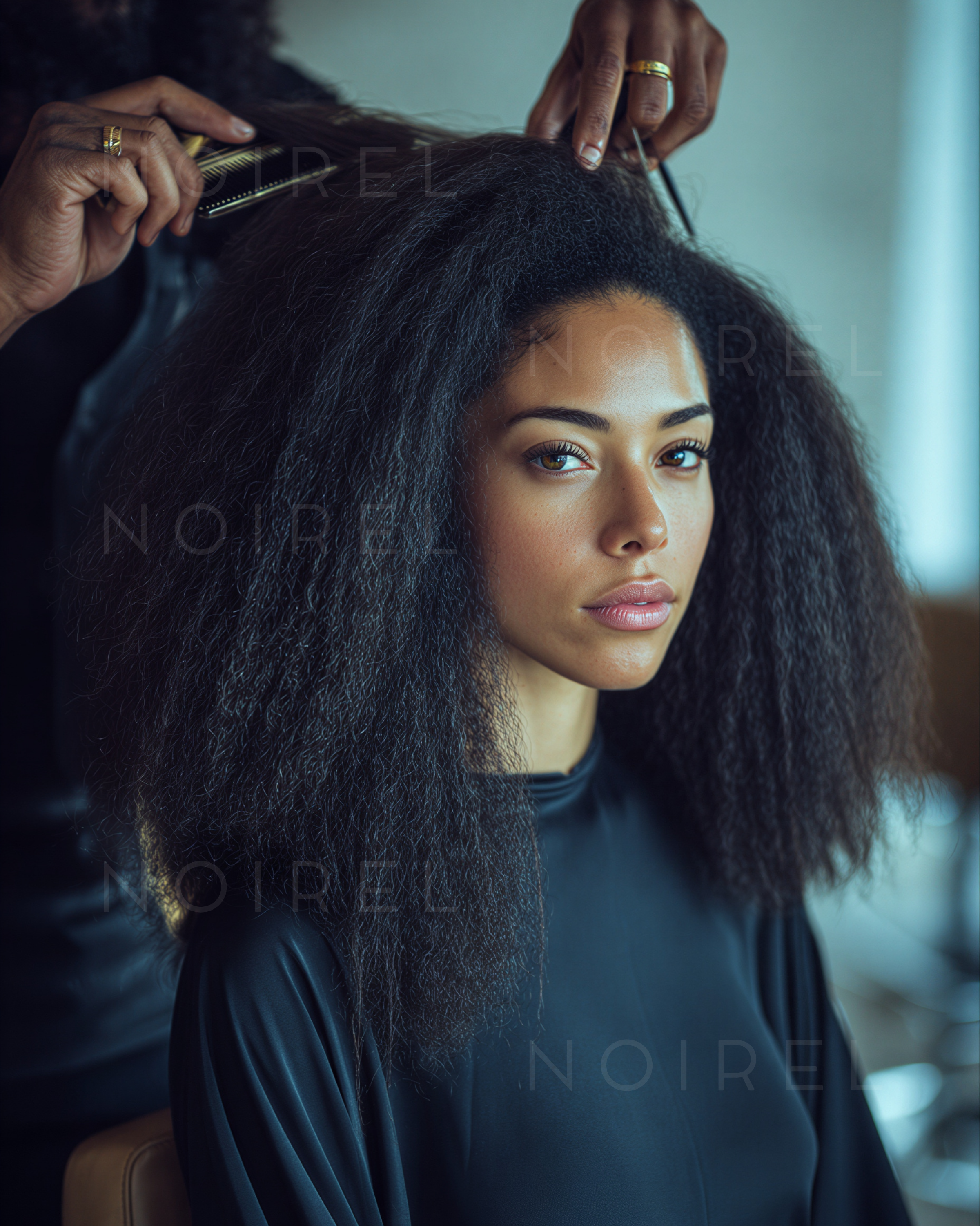 NOIREL NRL157 wig with dark curly, textured hair