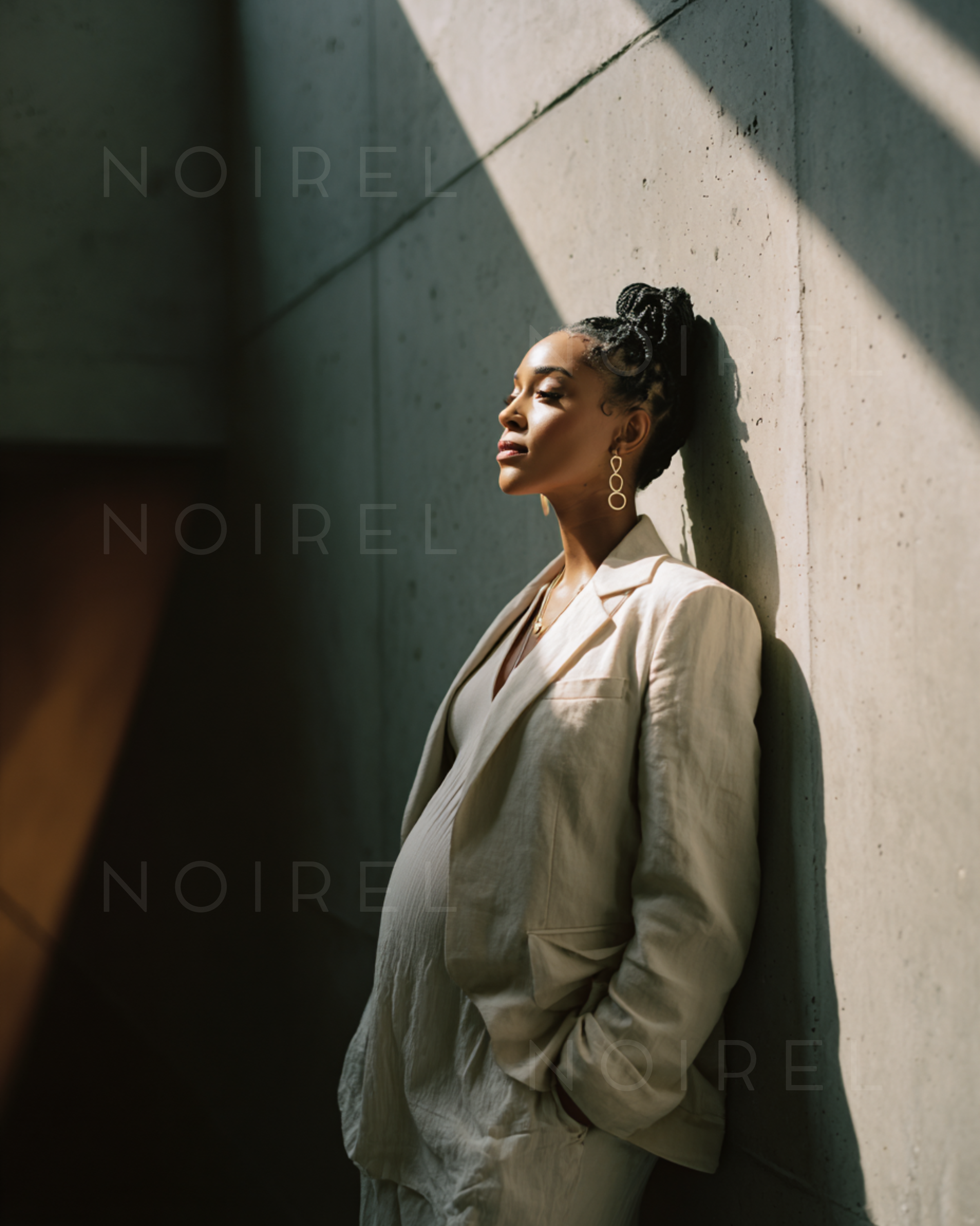 NOIREL Seasons of Life NRL185 cream long-sleeve collared shirt, v-neck