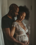 Floral maternity wrap dress with V-neck, short sleeves, and tied waist
