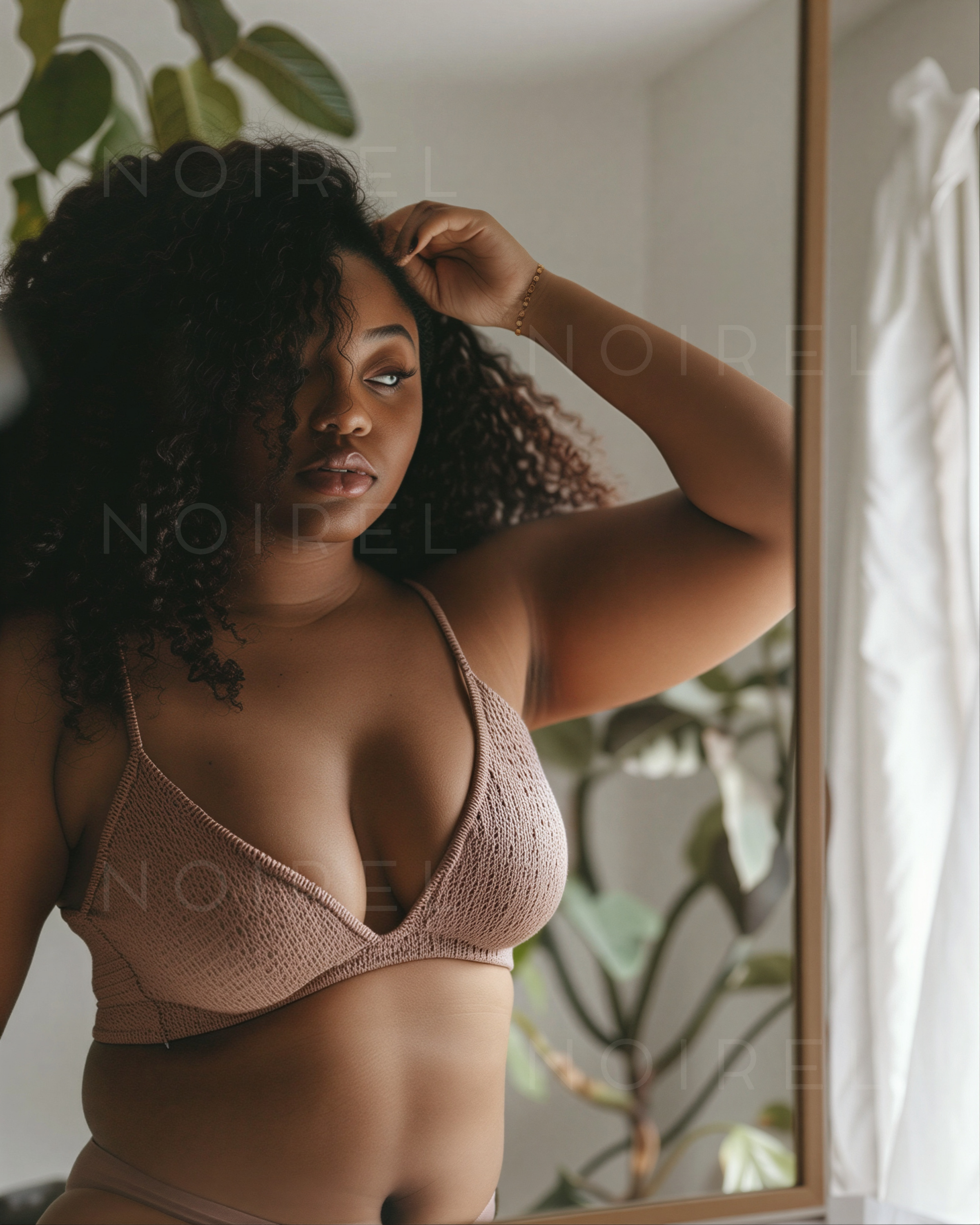 NOIREL NRL044 taupe knit bralette with thin adjustable straps